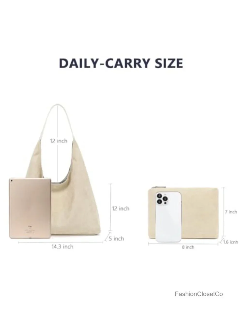Super Soft Slouchy Hobo Bag, Large Capacity Work Handbags, Tote with Removable